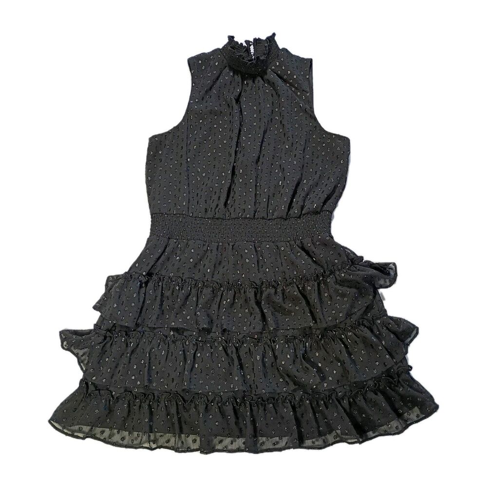 Everlily Sparkly Sleeveless Smocked Tiered Clip-Dot MiniDress XL Whimsigoth